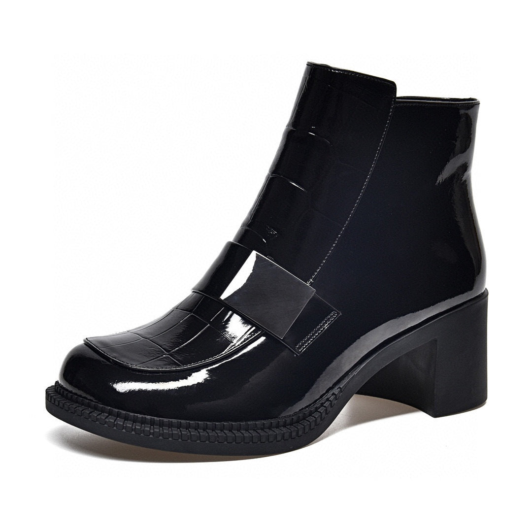 Talon épais boucle carrée talon moyen bottes Dr Martens