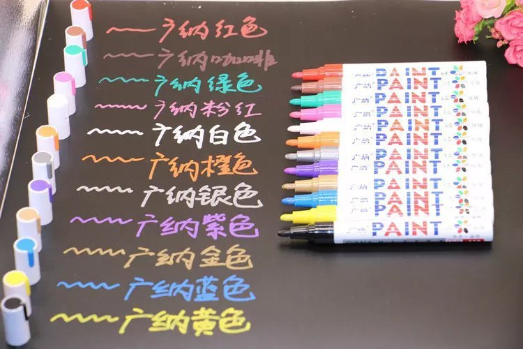 Stylo étanche coloré, bande de roulement de pneu de voiture, peinture permanente en métal CD