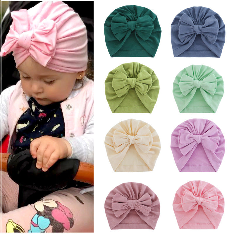 Chapeau à capuche avec turban enveloppé de nœud papillon, chapeau de couleur unie