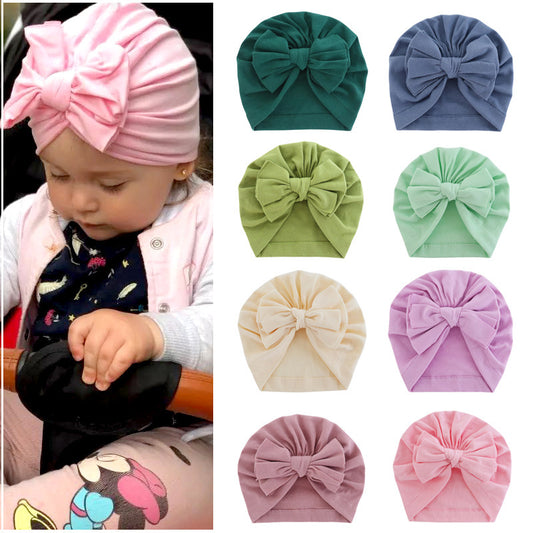 Chapeau à capuche avec turban enveloppé de nœud papillon, chapeau de couleur unie