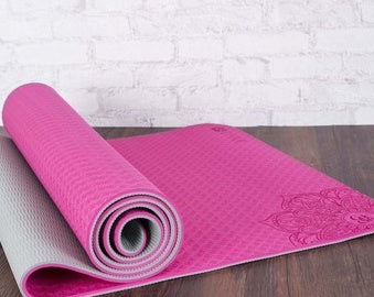 Tapis de yoga antidérapant TPE bicolore, tapis de fitness