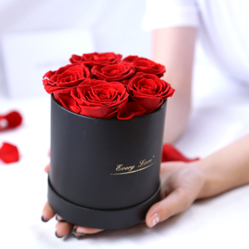 Fleur de vie éternelle Rose immortelle avec seau à câlin, cadeau romantique pour la saint-valentin
