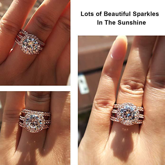 Bague classique en diamant artificiel, huit cœurs et huit flèches, offre spéciale