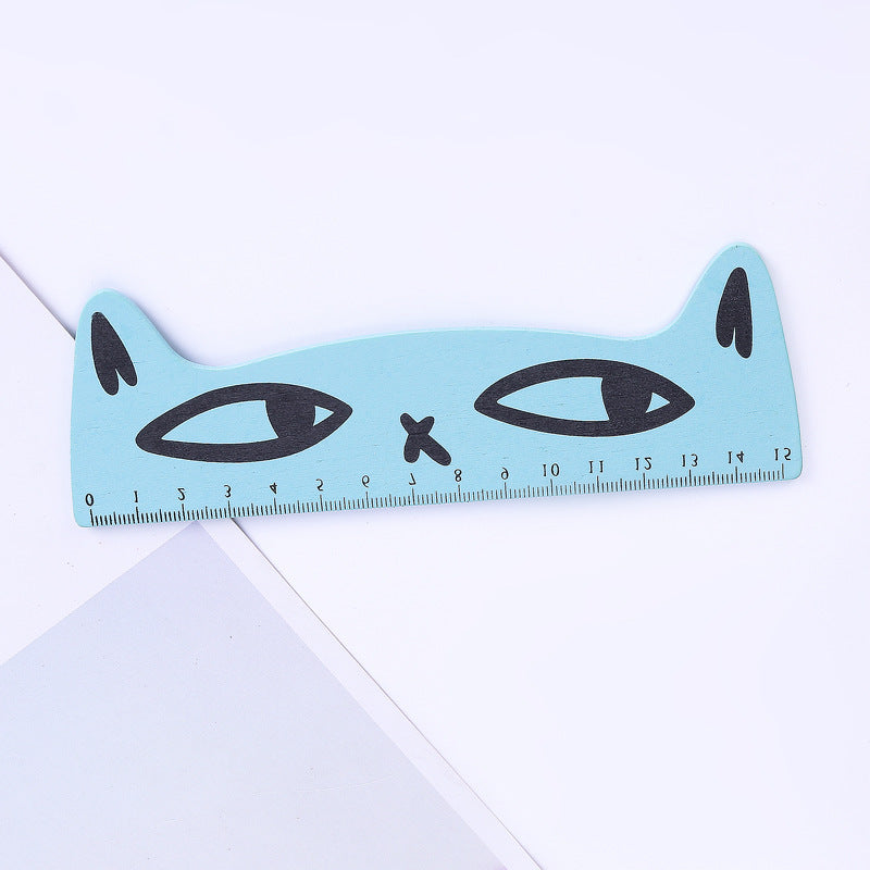 Regla de madera Kawaii, 15cm, color caramelo, animal, gato