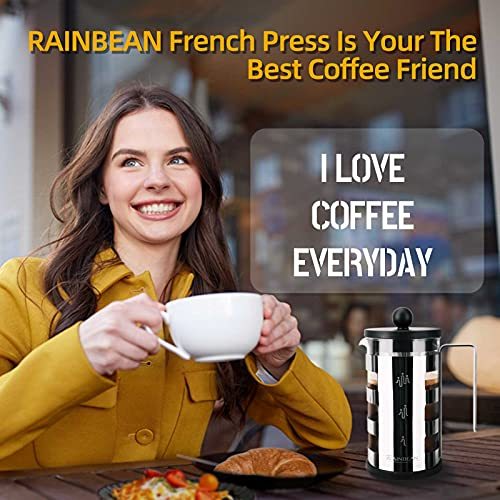 Cafetera De Prensa Francesa 4 Tazas, Cafetera Con Carcasa De Acero Inoxidable - Resistente Al Calor - Prensa De Café Con Filtro De Acero Inoxidable Para Amantes Del Café, Plata, 350 Ml Y 600 Ml