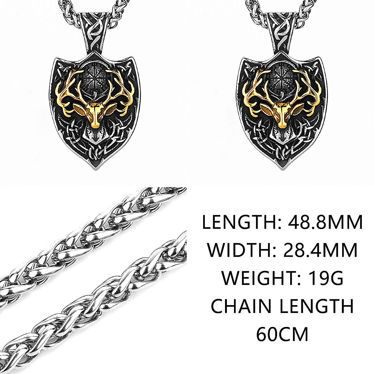 Collier pendentif en acier titane bois dominateur
