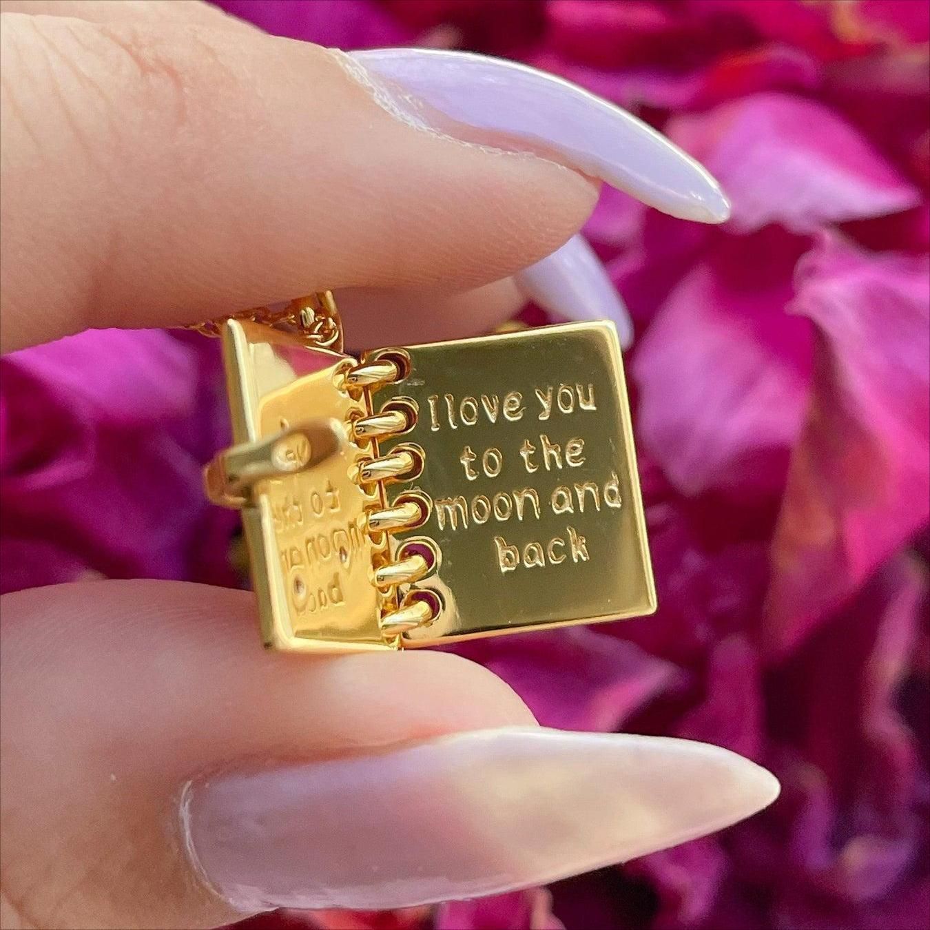 Collar con colgante de estrella y luna con palabra inglesa personalizada