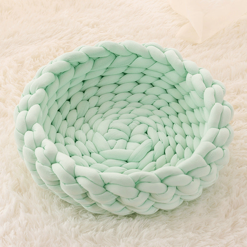 Coussin de maison pour chat, doux et Long, en peluche, tapis chaud pour animaux de compagnie, chenil mignon, panier de couchage, lit rond, moelleux, confortable au toucher, produits pour animaux de compagnie
