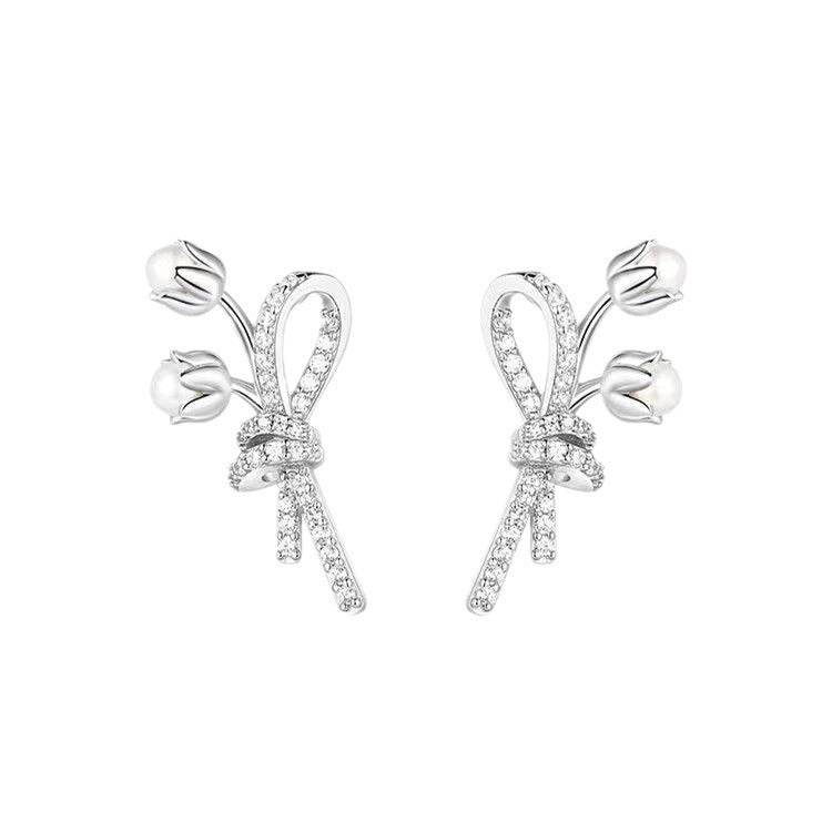 Pendientes de perlas con diseño de moda minoritaria para mujer Linglan Bouquet