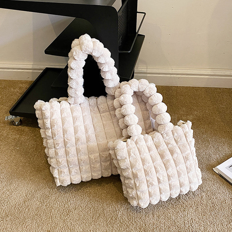 Sacs à main à carreaux mode hiver haute capacité Shopping sac en peluche Style coréen personnalisé concepteur sacs fourre-tout de luxe pour les femmes