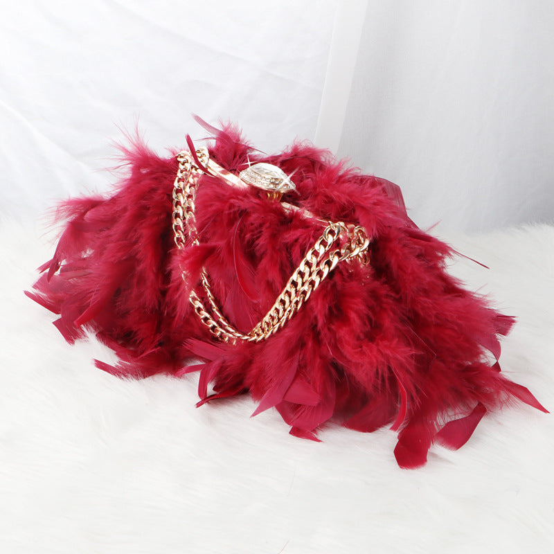 Sac messager de soirée en chaîne incrusté de strass Dinner