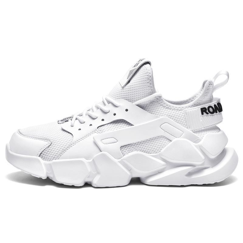 Zapatos viejos de malla tejida con mosca, informales, deportivos, zapatos blancos de suela gruesa