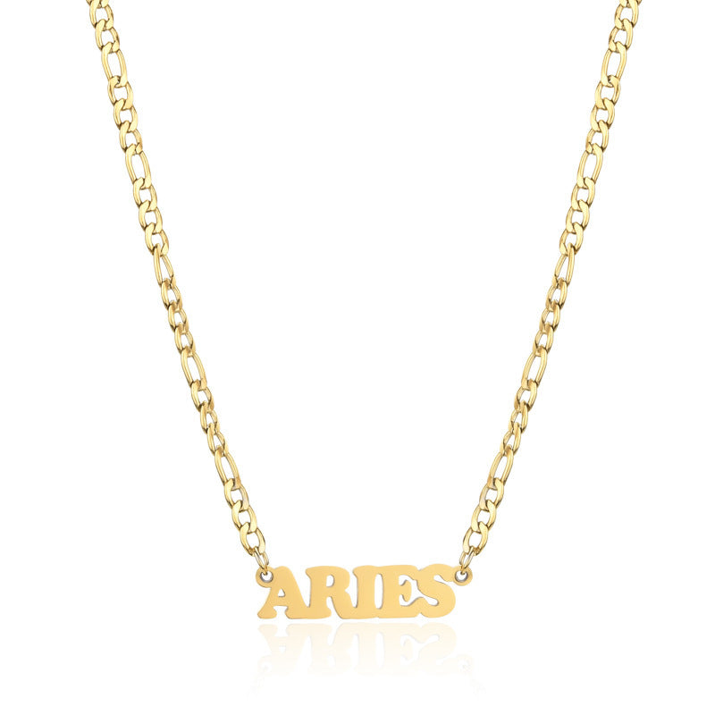 New 304 Stainless Steel 18K Gold Simple Twelve Constellations Necklace