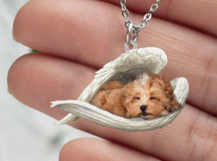 New Unique Dogs And Cats Sleeping Angel Pendant Car Key Ring