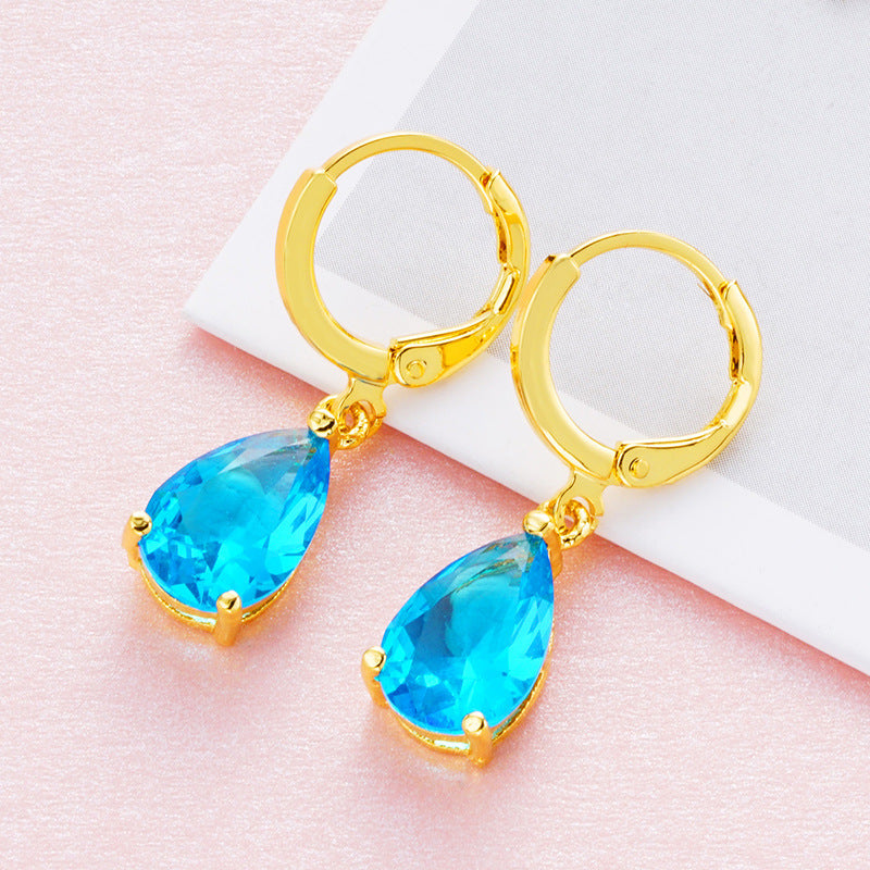 Boucles d'oreilles en zircon plaqué or 24 carats pour femme