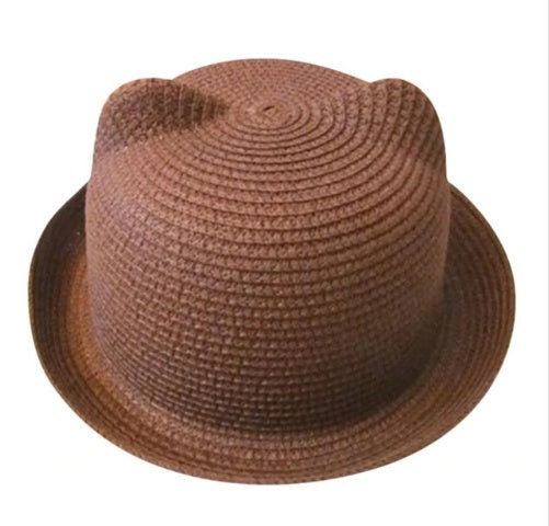 Chapeau d'été coréen oreilles de chat mignon, chapeau de paille, chapeau de soleil