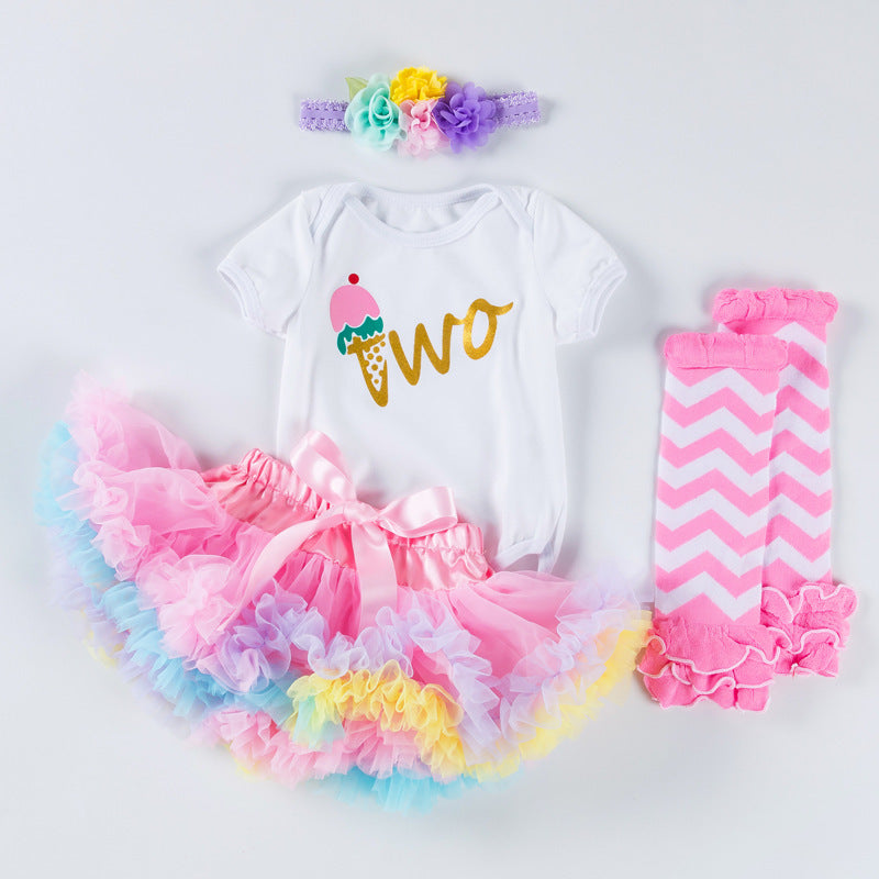 Robe d'anniversaire pour bébé fille, barboteuse alphabet