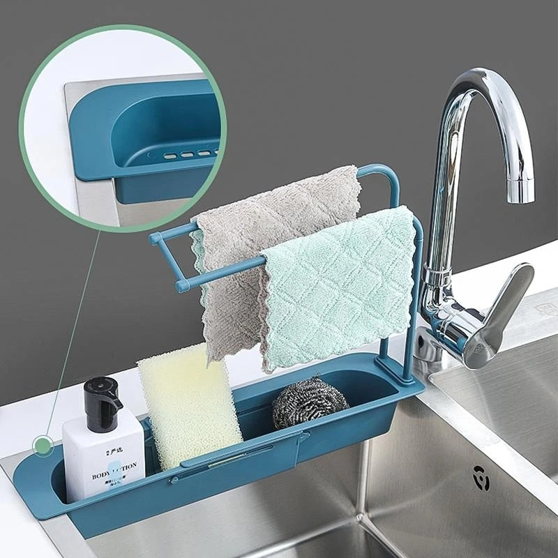 Support étagères d'évier télescopique, panier de vidange de rangement extensible pour la cuisine domestique