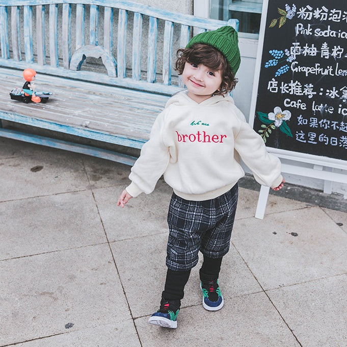 Niños más suéter de terciopelo 1-3 años marea 2 ropa gruesa de otoño para bebés camisa para niños masculinos bebé masculino con capucha niños otoño e invierno 