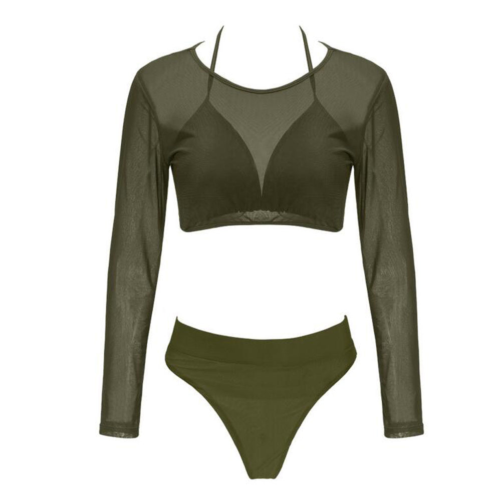Bikini transparent sexy trois pièces uni 