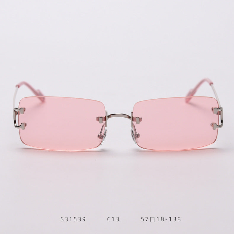 Lunettes de soleil sans monture à bords coupés