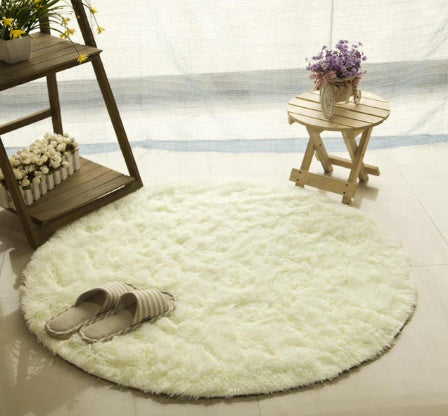 Tapis rond moelleux en fausse fourrure pour décoration de salon, Long tapis en peluche pour chambre d'enfants, tapis moderne à poils longs