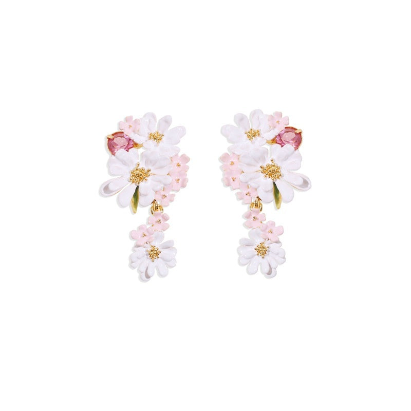 Pendientes Flor De Encaje Verbena Circonitas Oro