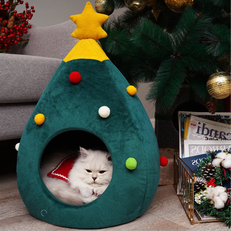 Árbol de Navidad Cama para mascotas Invierno Cálido Nido para mascotas Casa para gatos Suministros para mascotas perros