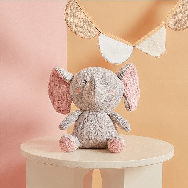 Jouets pour bébé en laine tricotée pour apaiser la poupée lapin, koala, cochon, éléphant 
