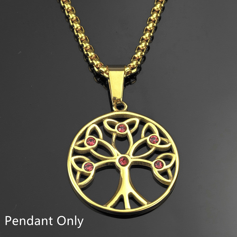 Collier en acier inoxydable avec pendentif arbre de vie pour hommes en acier titane