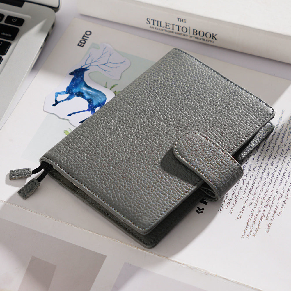 Cuaderno de cuero con patrón de lichi, capa principal de piel de vaca, diario de hojas sueltas A6