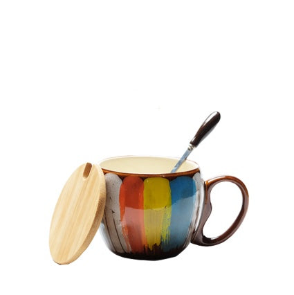 Tasse en céramique créative, tasse à lait, tasse à eau, tasse à café, tasse de petit déjeuner, tasse à couple, tasse avec couvercle, cuillère