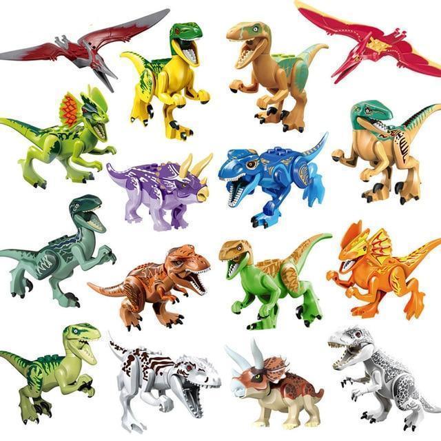 Bloques de construcción de dinosaurios coloridos jurásicos, rompecabezas para niños, montaje e inserción de juguetes para niños