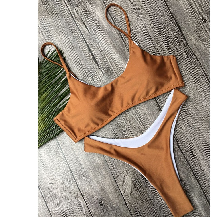 Maillot de bain nouveau maillot de bain modèles d'explosion européens et américains bikini dames maillot de bain couleur unie maillot de bain