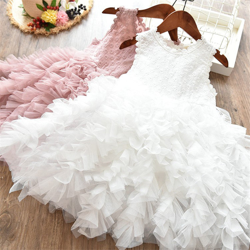 Robe d'été sans manches pour fille, robe bouffante