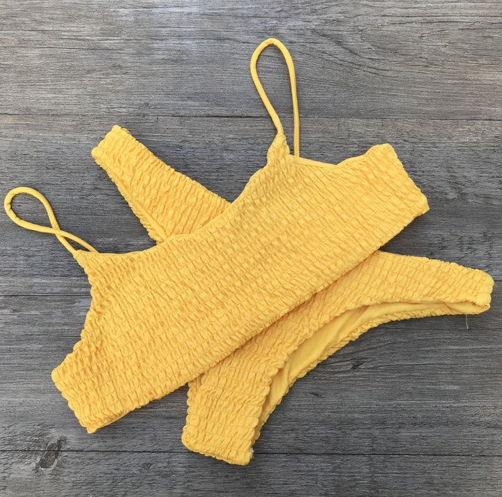 Maillot de bain sexy bikini triangle plissé