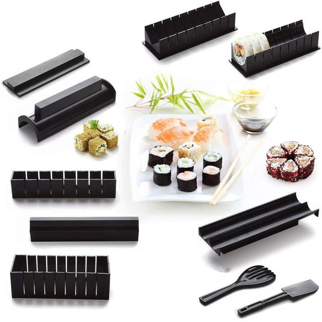 Kit d'outils manuels pour la fabrication de sushis, en plastique de haute qualité, avec 5 moules à rouleaux de sushi