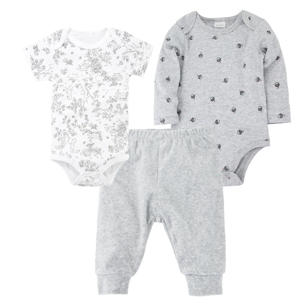 Conjunto de niños de ropa de bebé recién nacido coreano de color sólido