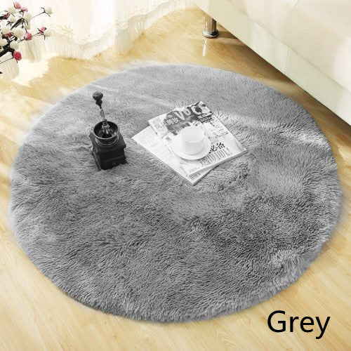Tapis rond moelleux en fausse fourrure pour décoration de salon, Long tapis en peluche pour chambre d'enfants, tapis moderne à poils longs
