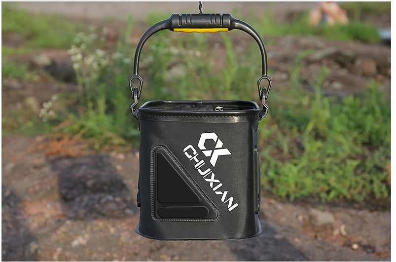 Cubo de pesca con cuerda, cubo para pescado grueso eva, caja plegable para peces vivos, barril de pesca pequeño, equipo de pesca 
