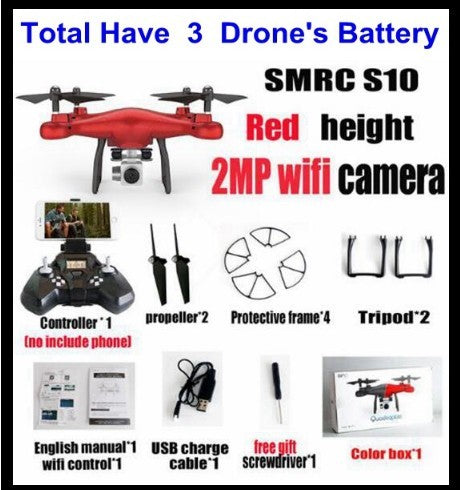 Promotion des ventes WiFi 2MP caméra avec S10 SMRC FPV quadrirotor Drone hélicoptère UAV Micro télécommande jouet RACER KIT avion