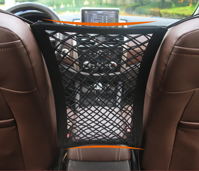 Storage net pocket between car seats