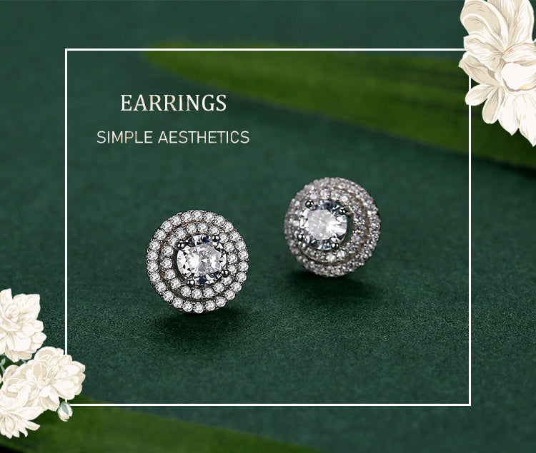 Boucles d'oreilles rondes élégantes en argent sterling S925 pour femmes