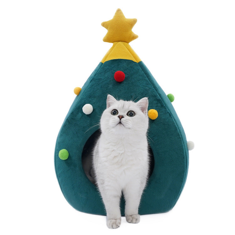 Árbol de Navidad Cama para mascotas Invierno Cálido Nido para mascotas Casa para gatos Suministros para mascotas perros