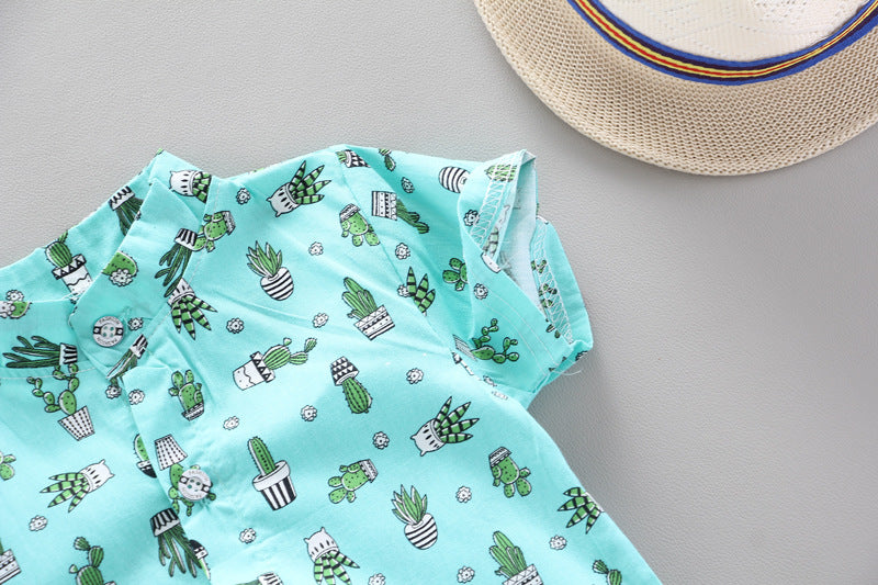 Top chemise garçon imprimé cactus