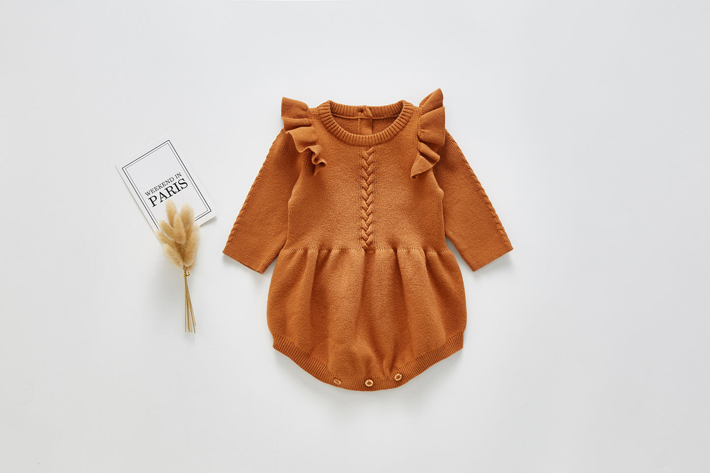Vêtements une pièce tricotés pour bébé, petites manches volantes