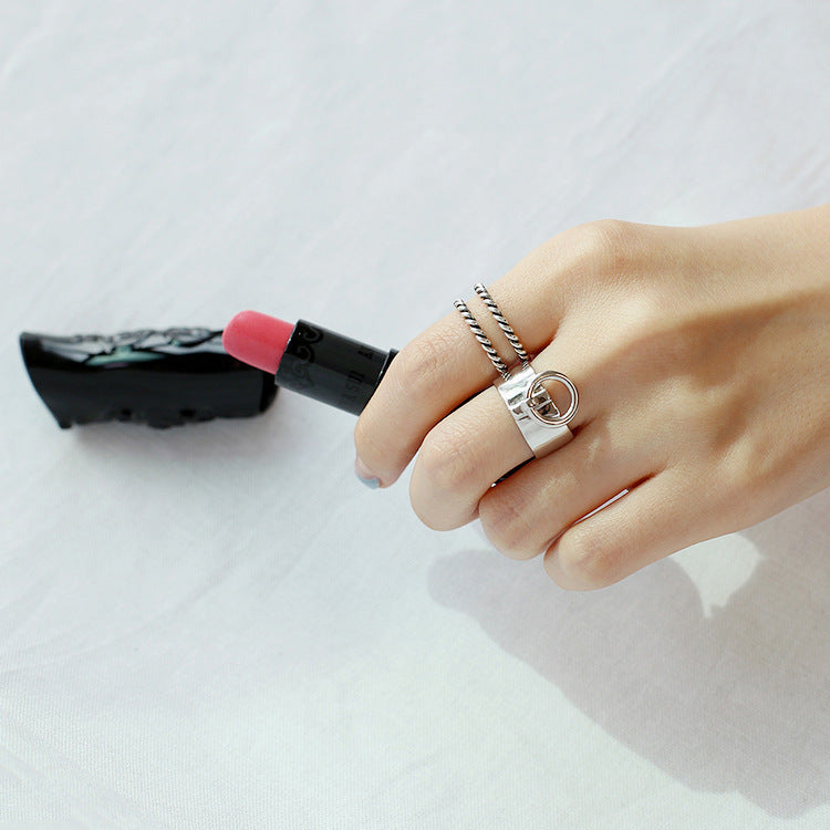 Anillo minimalista brillante con apertura de anillo de plata de ley S925