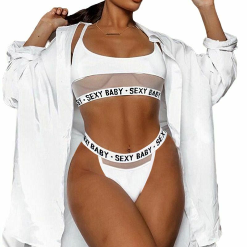 Bikini fendu lettres ajourées sexy