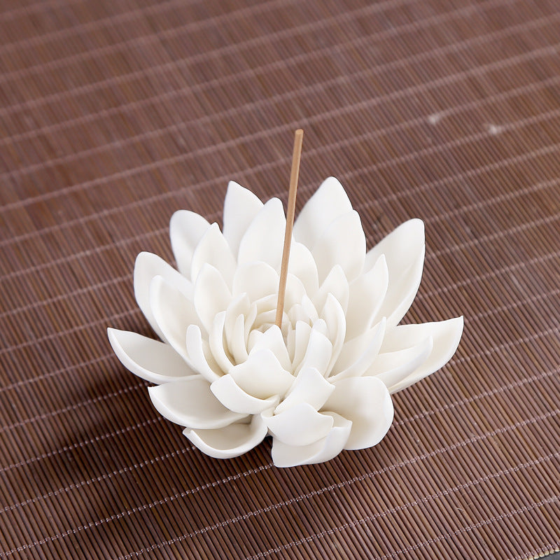 Brûleur d'encens en porcelaine blanche brûleur d'encens lotus