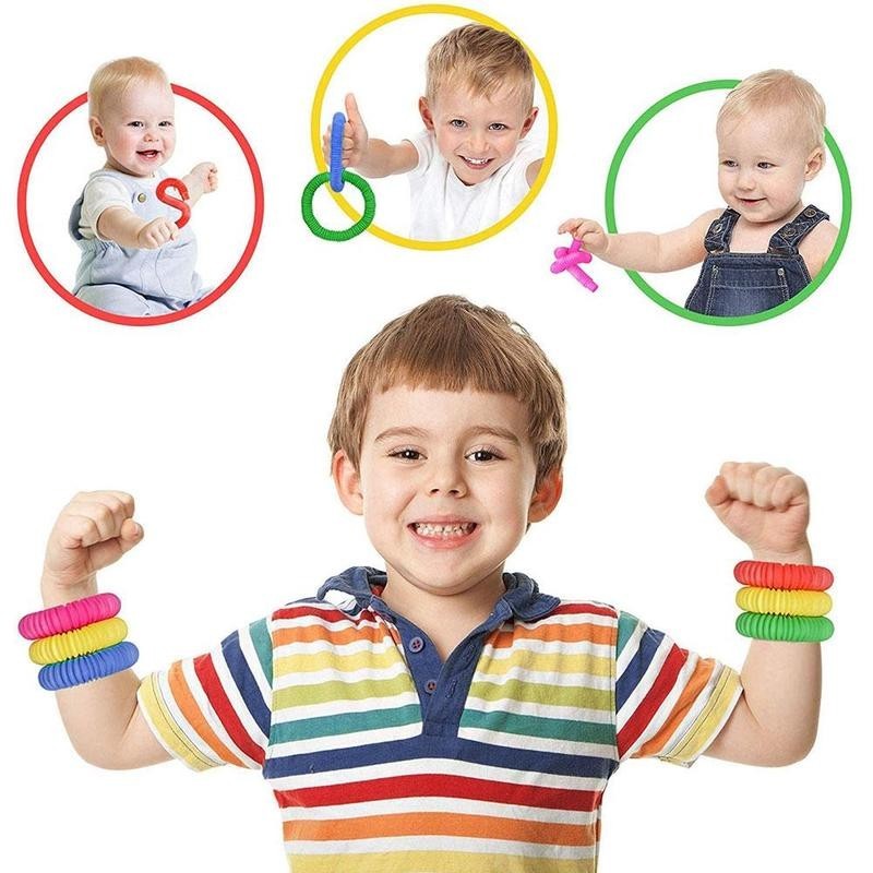 Bobine de Tube en plastique coloré, jouet magique créatif pour enfants, cercle, jouets amusants, développement précoce, jouet éducatif pliant